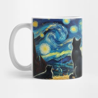 The black cats and the starry night Mug